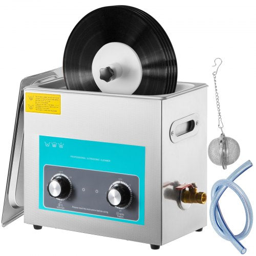 Ultraljudsrengöring för vinylskivor 6L 40kHz Ultraljudsrengöringsmaskin för vinyl Vredkontroll Ultraljudsrengöring för skivor 8 skivor Sonic-rengöring för vinyl Rostfri tank med mekanisk värmare och tid