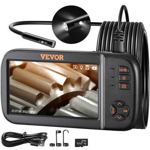 Triple Lens Endoscope Camera, 11.4 cm IPS Screen Borescope Inspection Camera with 1080P Lens, Semi-rigid Snake Cable, 8 Lights, 2860 mAh Battery, Waterproof Endoscope for Auto, Wall, Drain