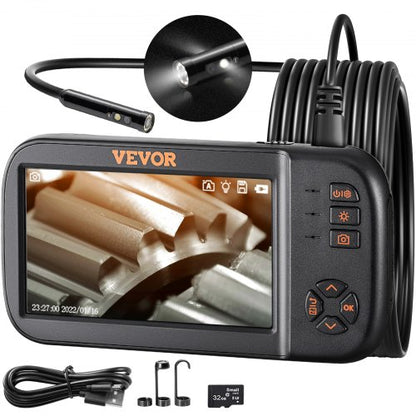 Triple Lens Endoscope Camera, 11.4 cm IPS Screen Borescope Inspection Camera with 1080P Lens, Semi-rigid Snake Cable, 8 Lights, 2860 mAh Battery, Waterproof Endoscope for Auto, Wall, Drain
