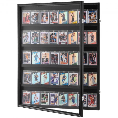 Displayfodral för sportkort med 35 grader, 24,3x30,5x2,1 tum/61,7x77,5x5,3 cm, basebollkortsdisplayram med 98 % UV-skydd, klar PC-glas, låsbart väggskåp för fotboll, basket, hockey och samlarkort