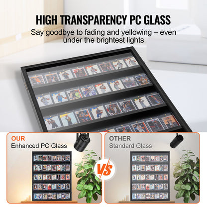 Displayfodral för sportkort med 35 grader, 24,3x30,5x2,1 tum/61,7x77,5x5,3 cm, basebollkortsdisplayram med 98 % UV-skydd, klar PC-glas, låsbart väggskåp för fotboll, basket, hockey och samlarkort