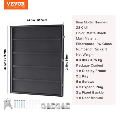Displayfodral för sportkort med 35 grader, 24,3x30,5x2,1 tum/61,7x77,5x5,3 cm, basebollkortsdisplayram med 98 % UV-skydd, klar PC-glas, låsbart väggskåp för fotboll, basket, hockey och samlarkort