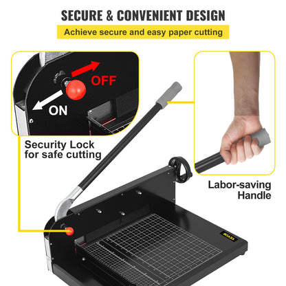 A4 Paper Guillotine 12" Width Paper Cutter Heavy Duty Manual Stack Paper Trimmer Stack Cutter with Clamp Safe Lock for Home Office