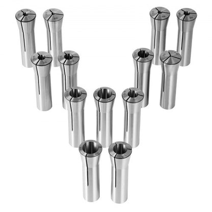 13 delar Precision R8 hylssats, 1/8" - 7/8", 45# fräshylsechuck 0,0012"/30μm TIR med 13 märkta förvaringslådor, för fräsmaskiner, borrpressar, uppborrningsmaskiner, fleroperationscenter