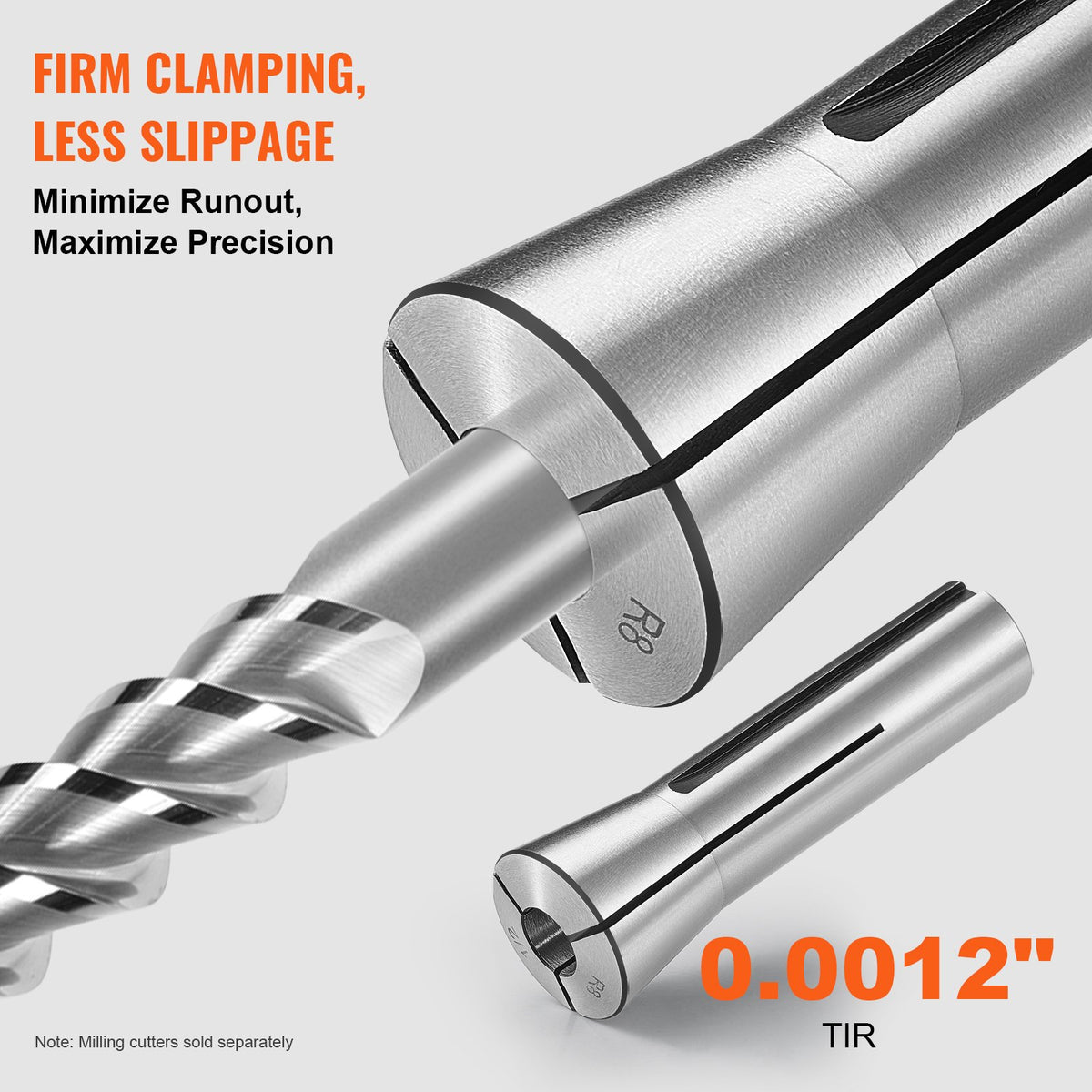 13 delar Precision R8 hylssats, 1/8" - 7/8", 45# fräshylsechuck 0,0012"/30μm TIR med 13 märkta förvaringslådor, för fräsmaskiner, borrpressar, uppborrningsmaskiner, fleroperationscenter
