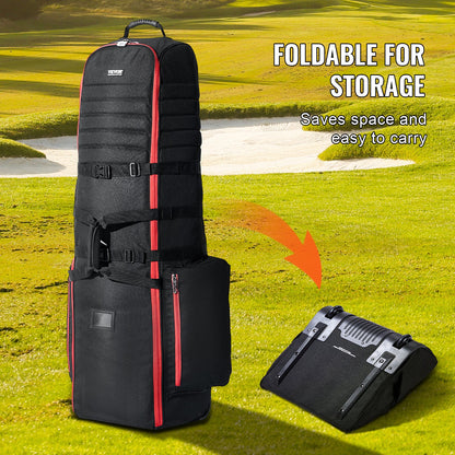 Golfreseväska, mjukt reseskydd för utomhusbruk, kraftig 1800D polyester Oxford slitstark vattentät, vadderad bagageväska med hjul, hopfällbar förvaringsväska för golfklubbor för flygbolag