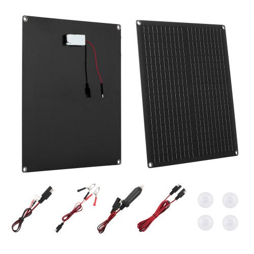 30W 12V solpanelbatteriladdare, solcellsbatteriunderhållsladdare med inbyggd smart styrenhet och 3 anslutningskablar, IP67 vattentät bärbar för husbil, motorcykel, båt, minibuss, husbil