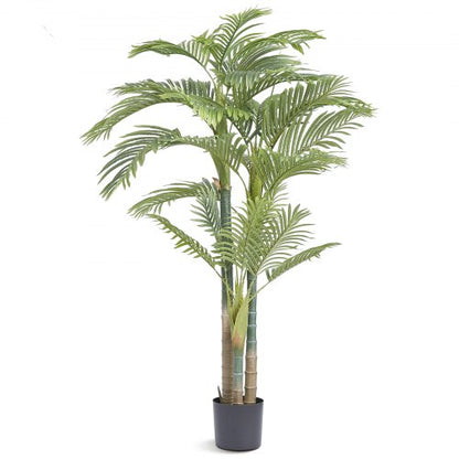 Konstgjord guldpalm, 2 m hög konstgjord växt, PE-material och tippskydd, lättskött växt, naturtroget grönt konstgjord träd för hemmakontor, lagerinredning, inomhus- och utomhusbruk