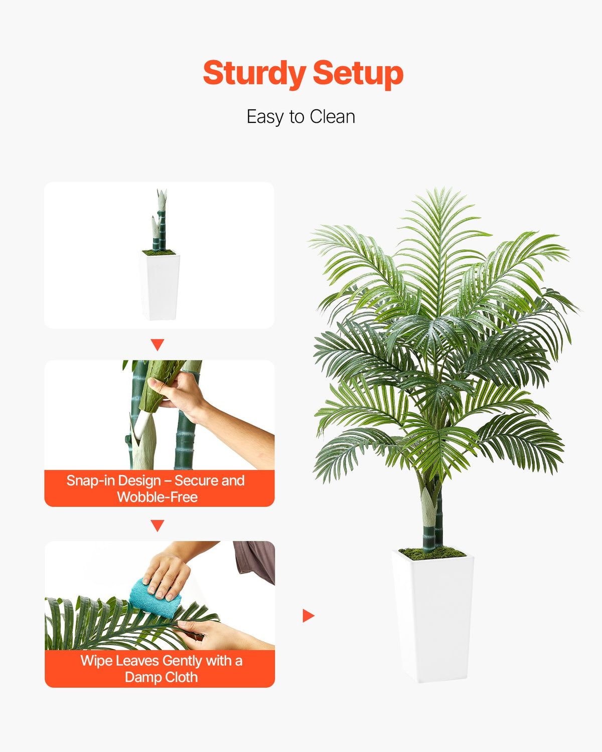 Konstgjord Arecapalm 1524 mm, Konstgjord Palm Tropiska Växter med Vit Hög Kruka, Konstgjord Golvsilkesväxt i Kruka, Stora Träd för Hemmakontor Vardagsrumsinredning Inflyttningsrum, Inomhus Utomhus