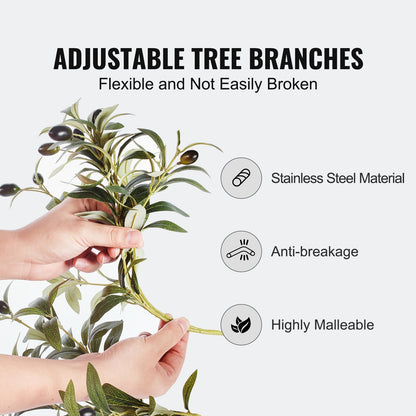 Artificial Olive Tree, 1.5 m Tall Faux Plant, Secure PE Material & Anti-Tip Tilt Protection Low-Maintenance Plant, Lifelike Green Fake Potted Tree for Home Office Warehouse Decor Indoor Outdoor