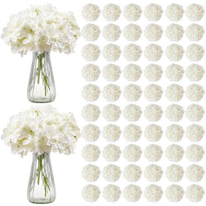 Konstgjorda blommor, 205 st. äkta vita sidenhortensia i bulk, vit konstgjord bruddusch med stjälkar för gör-det-själv-bröllopsbuketter, bordsdekorationer för hemmet, festbordsdekorationer