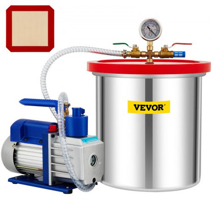 Vakuumkammare med pump Vakuumkammarsats 5 gal/18,9 l 5 cfm 1/3 hk enstegs