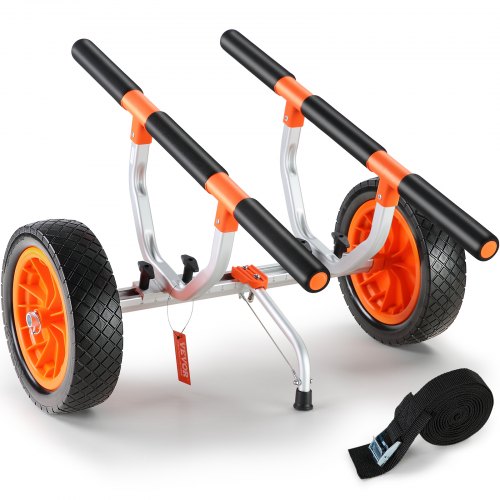 Heavy Duty Kayak Cart, 204.1 kg Load Capacity, Detachable Canoe Trolley Cart with 30.5 cm Solid Tires, Adjustable Width & Nonslip Support Foot, for Kayaks Canoes Paddleboards Float Mats Jon Boats
