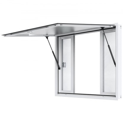 Koncessionsfönster för matvagn, 48"x36" servicefönster i aluminiumlegering, upp till 85 graders serveringfönster med 4 skjutbara fönster och markisdörr och dragkrok, för matvagnskoncessionsvagn