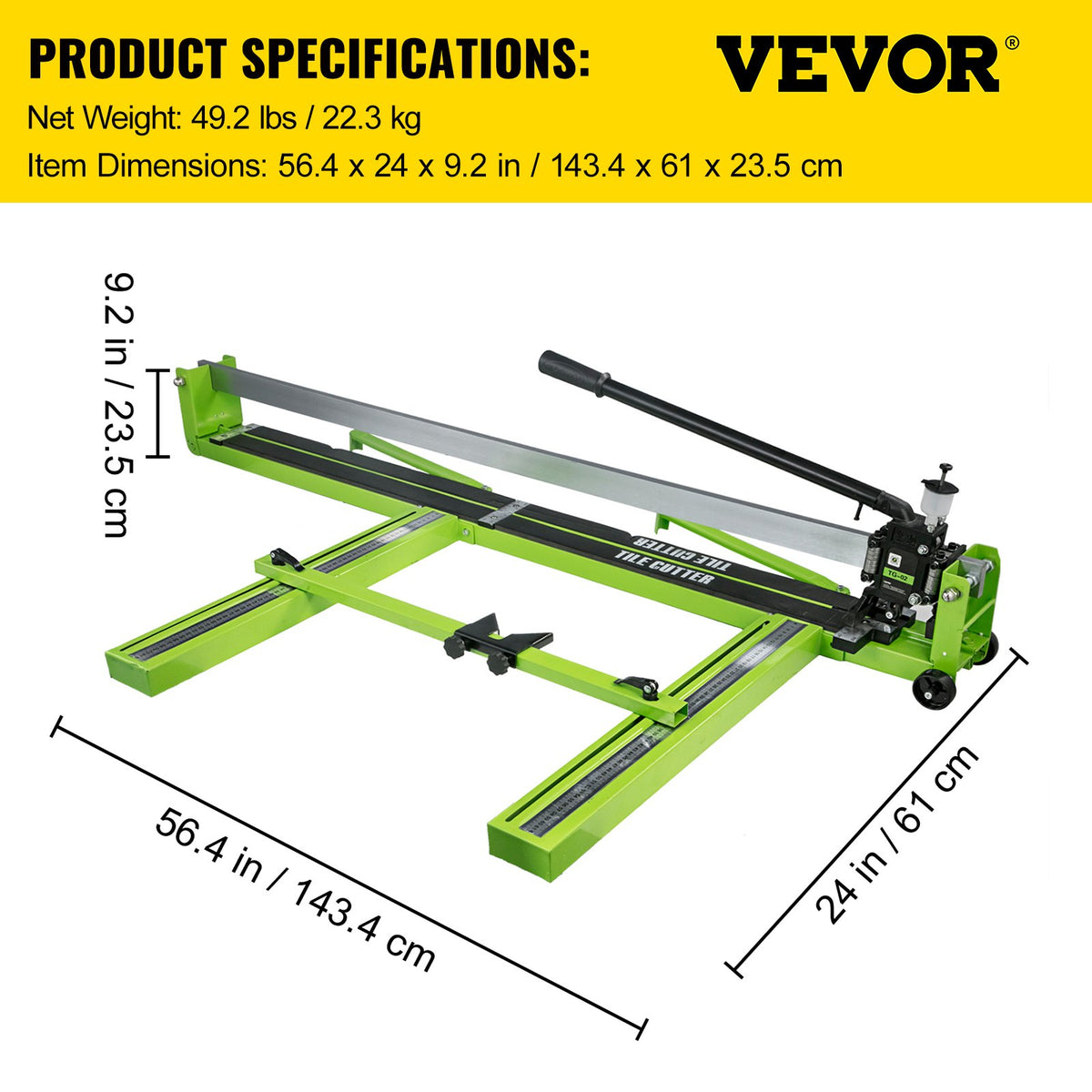 Tile Cutter 47-Inch Manual Tile Cutter 1.4-Inch Tile Cutting Machine Ceramic Porcelain Tile Cutter with Laser Guide All-Steel Frame and Bonus Spare Cutter Wheels Tile Cutter Hand Tool