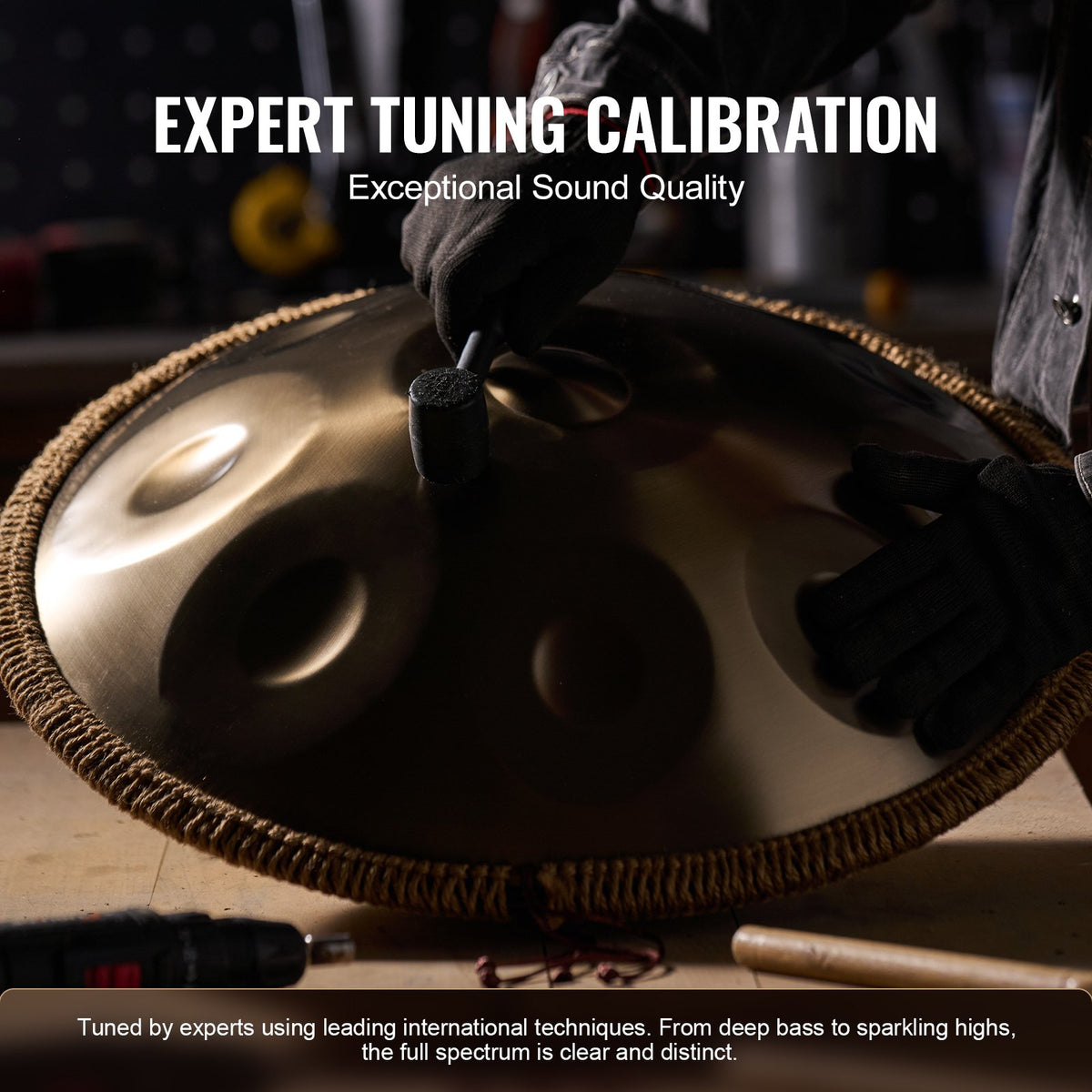 Handpan Drum 55.9 cm 10 Notes D Minor Hand Drum Instrument with Mallet