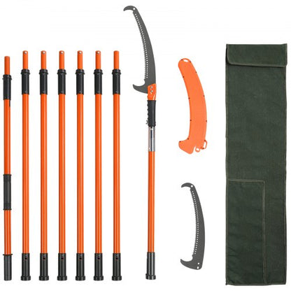 Manuell stångsåg, 2,2 - 8,2 m utdragbar trädsekatör, vasst stålblad för beskärning av höga grenar, manuell grentrimmer med lätta 2,4 m glasfiberhandtag, för beskärning av palmer och buskar