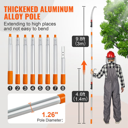 Manuell stångsåg, 1,2-2,7 m utdragbar trädsekatör, vasst stålblad för trimning av höga grenar, manuell grentrimmer med lättviktshandtag i aluminiumlegering, för beskärning av palmer och buskar