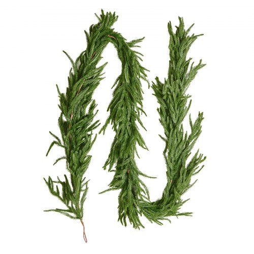 Julgirlang, 2750 mm realistisk girlang av Norfolkfuru, vintergröna konstgjorda girlanger med äkta touch, för juldekoration inomhus och utomhus på bord, spiselkrans och öppen spis
