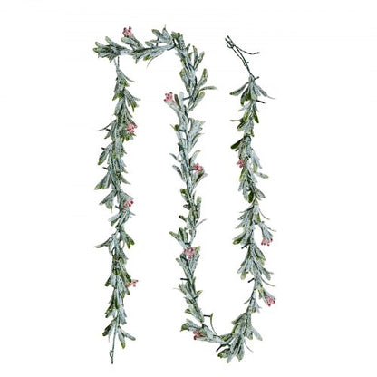 Julgirlang, 2750 mm realistisk grönska dekorerad med vinrankor, olivblad och bär, vintergröna konstgirlanger med ljusslinga för inomhus- och utomhusjuldekoration på manteleldstad
