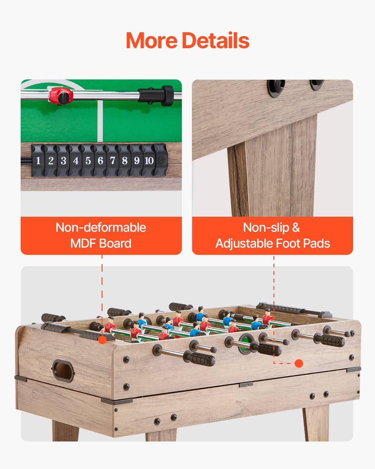 4-in-1 Combo Game Table Set, 32" Air Hockey Table, Multi Combination Table with Pool Billiard, Hockey, Foosball, Ping Pong, Pushers & Pucks, Sports Arcade Table for Kids Family Game Room Office