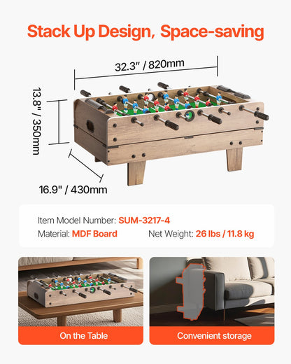 4-in-1 Combo Game Table Set, 32" Air Hockey Table, Multi Combination Table with Pool Billiard, Hockey, Foosball, Ping Pong, Pushers & Pucks, Sports Arcade Table for Kids Family Game Room Office
