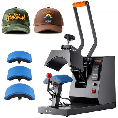 Hat Heat Press, 4-in-1 Cap Heat Press Machine, 15.24 x 7.6 cm Clamshell Sublimation Transfer, LCD Digital Timer Temperature Control with 4pcs Curved Heating Elements (15.24 x 7.6/17x6.86/17x6.86/20.57x8.89 cm)