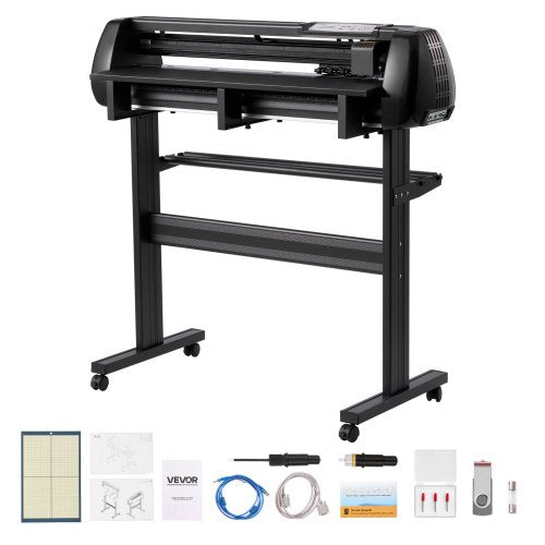 Vinylskärmaskin, 870 mm max matningsbredd, dubbla blad, justerbar kraft och hastighet, LED-display, vinylplotterskärare med Signmaster-programvara för kompatibel med Windows och macOS