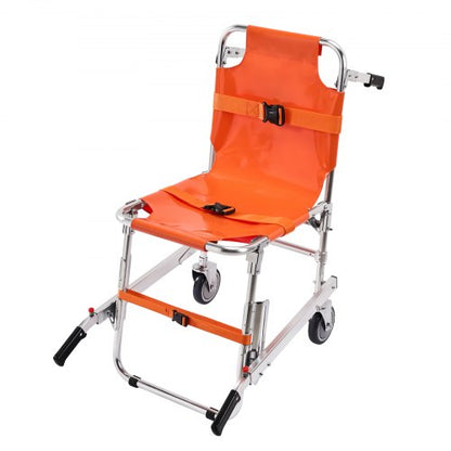 EMS-trappstol, 159 kg lastkapacitet, hopfällbar aluminiumrullstol för akuttrappklättring med 2 hjul, bärbar trapphissstol för ambulans, brandman, evakuering för äldre och funktionshindrade
