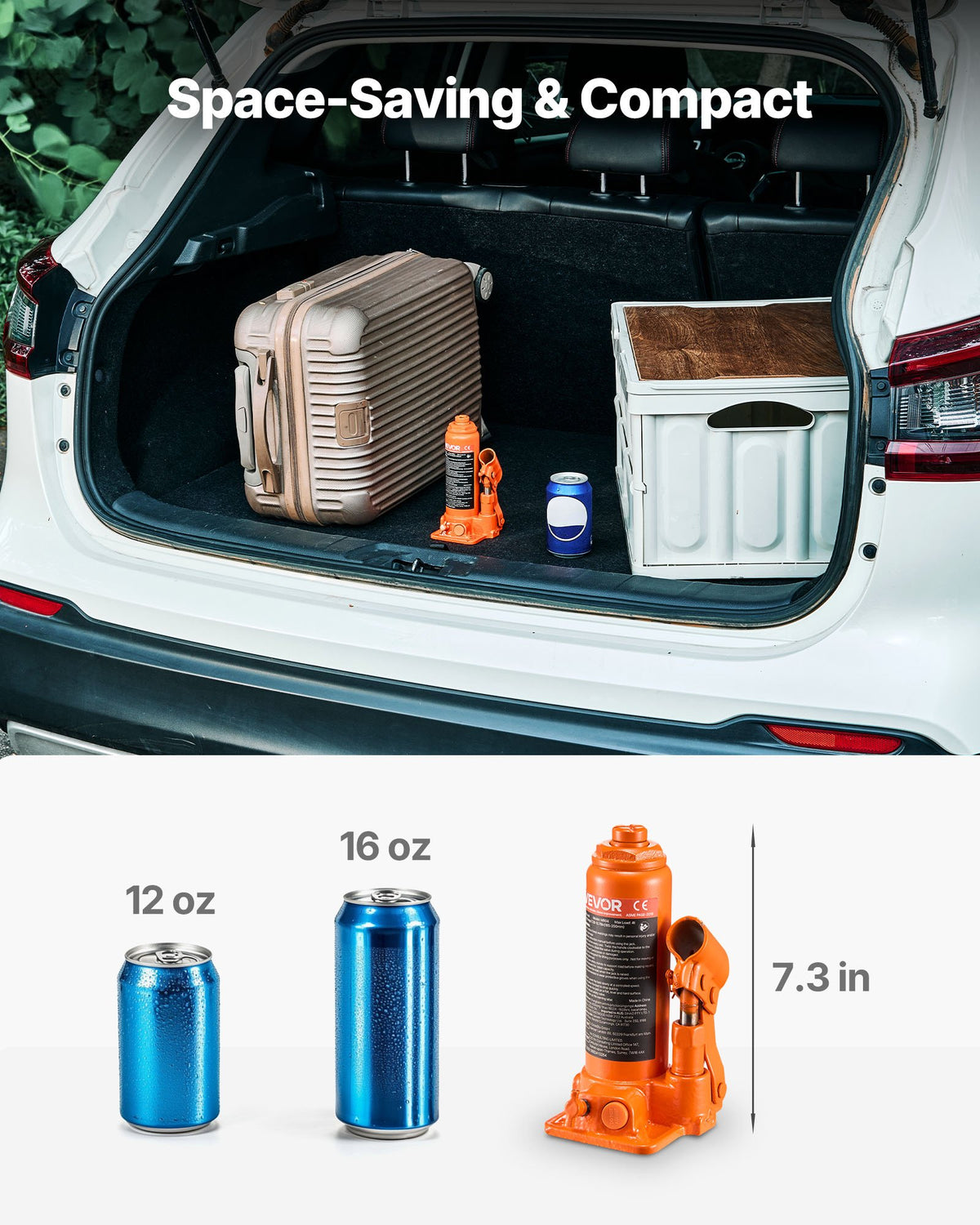 Hydraulic Bottle Jack, 4 Ton Load Capacity, 185-350 mm Lifting Range, Heavy Duty Hydraulic Welded Bottle Jack for Car, SUV, Pickup, Auto Repair, House Lift and Agricultural Equipment, Orange