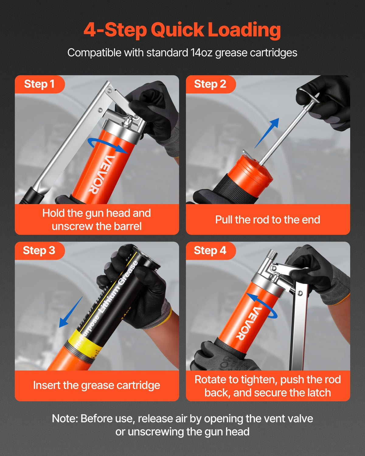 Grease Gun, 10000 PSI High Pressure, Heavy Duty Pistol Grip Grease Gun Kit with 0.4 L Capacity, Includes 46 cm Flex Hose, 1 Extension Rigid Pipe and 1 Sharp Type Nozzle for Automotive, Marine