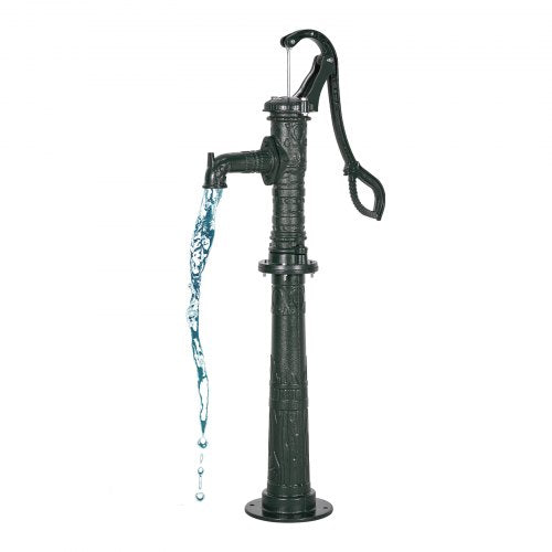 Brunnshandpump, 6 meter maxlyft, manuell handvattenpump i antik gjutjärn med höjningsbas, NPT 3,5 mm anslutning, enkel installation, för utomhusträdgård, damm, gård, gård, grönområden