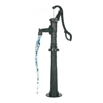 Brunnshandpump, 6 meter maxlyft, manuell handvattenpump i antik gjutjärn med höjningsbas, NPT 3,5 mm anslutning, enkel installation, för utomhusträdgård, damm, gård, gård, grönområden