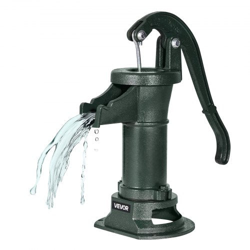 Brunnshandpump, 25 fot maximal lyfthöjd, manuell handvattenpump i antik gjutjärn, NPT 1-1/4 tums anslutning, enkel installation, gammaldags för utomhusträdgård, damm, bakgård, gård, grön