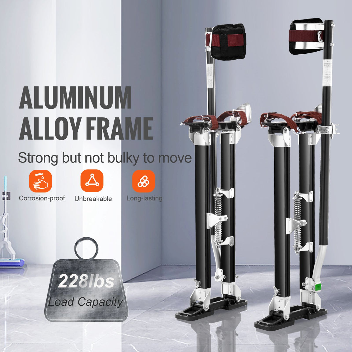 Drywall Stilts Aluminum Tool Stilts 61 cm-102 cm Adjustable Painting Black
