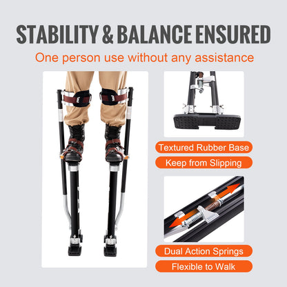 Drywall Stilts Aluminum Tool Stilts 61 cm-102 cm Adjustable Painting Black