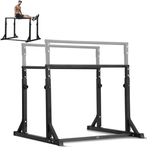 Dipstång, 363 kg kapacitet, tung dipställningsstation med justerbar höjd, fitnessträning dipstångsstation stabilisator parallell armhävningsställning, parallella stänger för styrketräning hemmagym