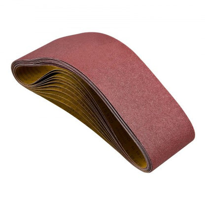 Sanding Belts, 152mm x 1219mm Belt Sander Sanding Belts, 10PCS 80 Grit Aluminum Oxide for Woodworking, Steel, Aluminum, Non-Ferrous Metals
