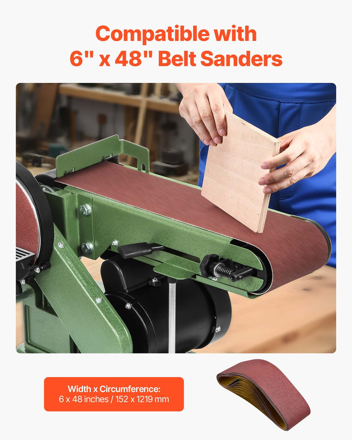 Sanding Belts, 152mm x 1219mm Belt Sander Sanding Belts, 10PCS 80 Grit Aluminum Oxide for Woodworking, Steel, Aluminum, Non-Ferrous Metals