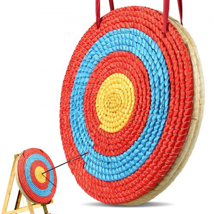 Bågskyttemål, 3 lager 20" pilmål, traditionellt massivt halm runt bågskyttemål, handgjort pilmål, färgat repmål för jakt och skytteövning utomhus i trädgården