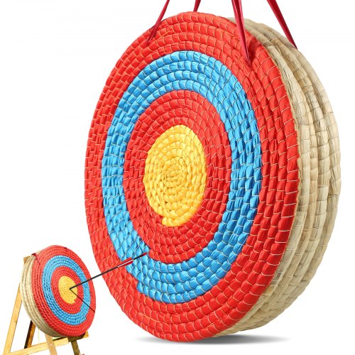 Bågskyttemål, 5 lager 51 cm pilmål, traditionellt massivt halm runt bågskyttemål, handgjort pilmål, färgat repmål för jakt och skytteövning utomhus i trädgården