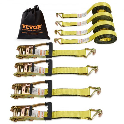 Spärrband (4-pack), 10000 lb brottstyrka, dubbel J-krok inkluderar 4 premium 2" x 27' spärrband med vadderade handtag, för förflyttning av last, apparater, trädgårdsutrustning