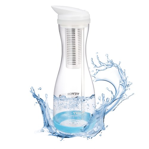 Vattenfilterkanna, 6-kopps vattenfilterdispenser i glas, snabbt och kompakt kylskåpsvänligt vattenfiltreringssystem, BPA-fritt, håller i 3 månader eller 211 gallon, minskar klor, rost, lukter, PFOA/PFOS