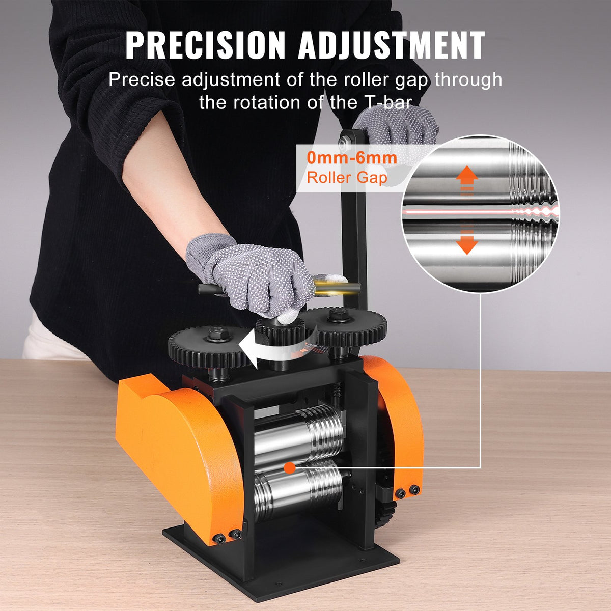 Rolling Mill, 1.77"/45 mm Jewelry Rolling Mill Machine, 1: 2.4 Gear Ratio, 3-in-1 Multi-function Rolling Mill, 0-6 mm Press Thickness for Metal Jewelry Making Sheet Square Wire Semicircle