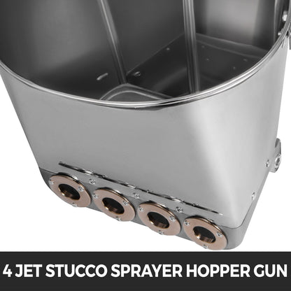 4 Jet Cement Mortar Spray Gun, Stucco Sprayer 4 Jet Hopper Plaster Concrete Cement Sprayer Gun Spraying, Stucco Spray Gun Exquisite Handles, Concrete Ceiling Spray Gun