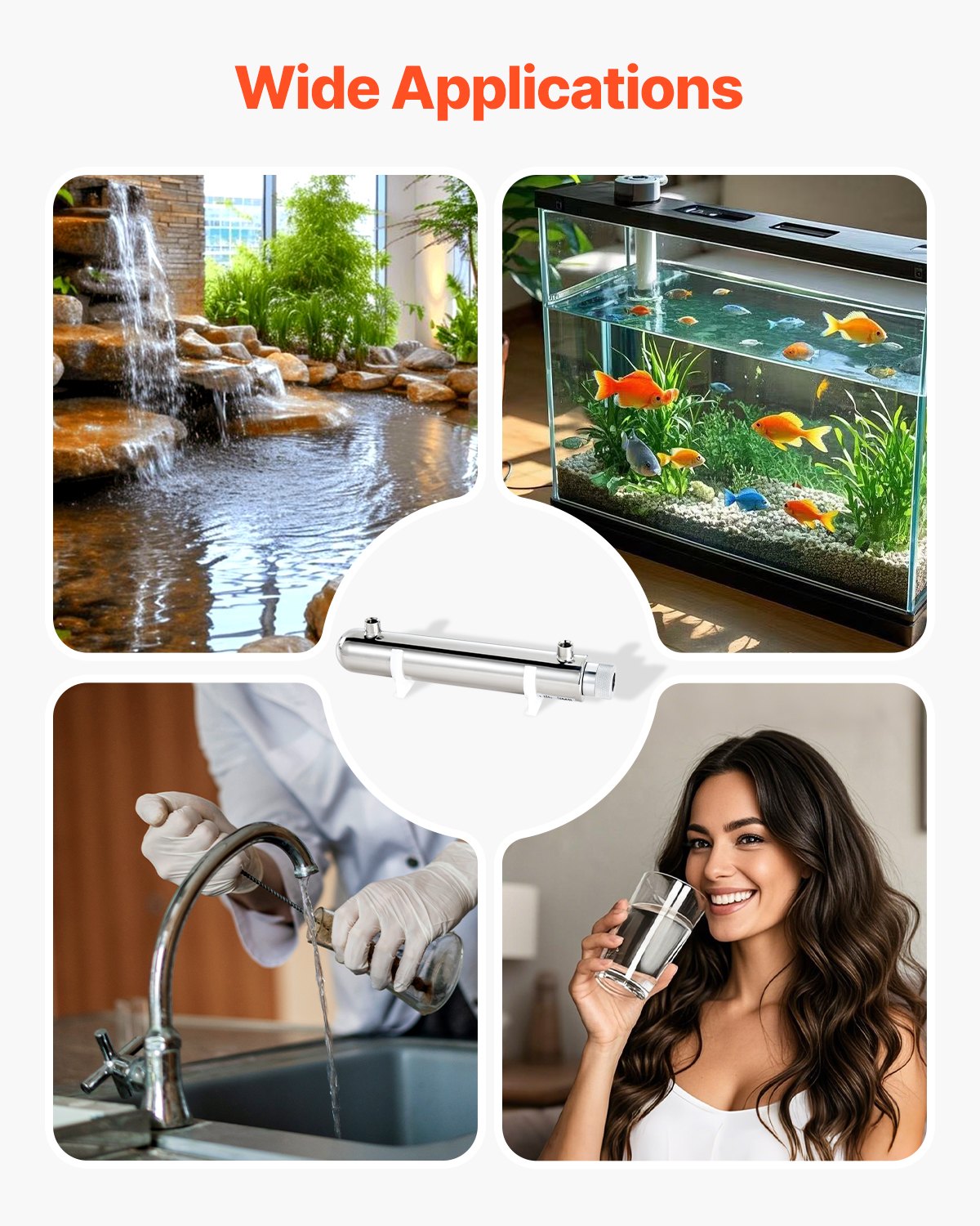 UV-vattenrenare, 12W 1GPM, 220V mångsidigt ultraviolett vattenrenarfilter med hölje i rostfritt stål, UV-vattenfilter för hela huset med kvartshylsa, lämplig för dusch/drickande/rengöring
