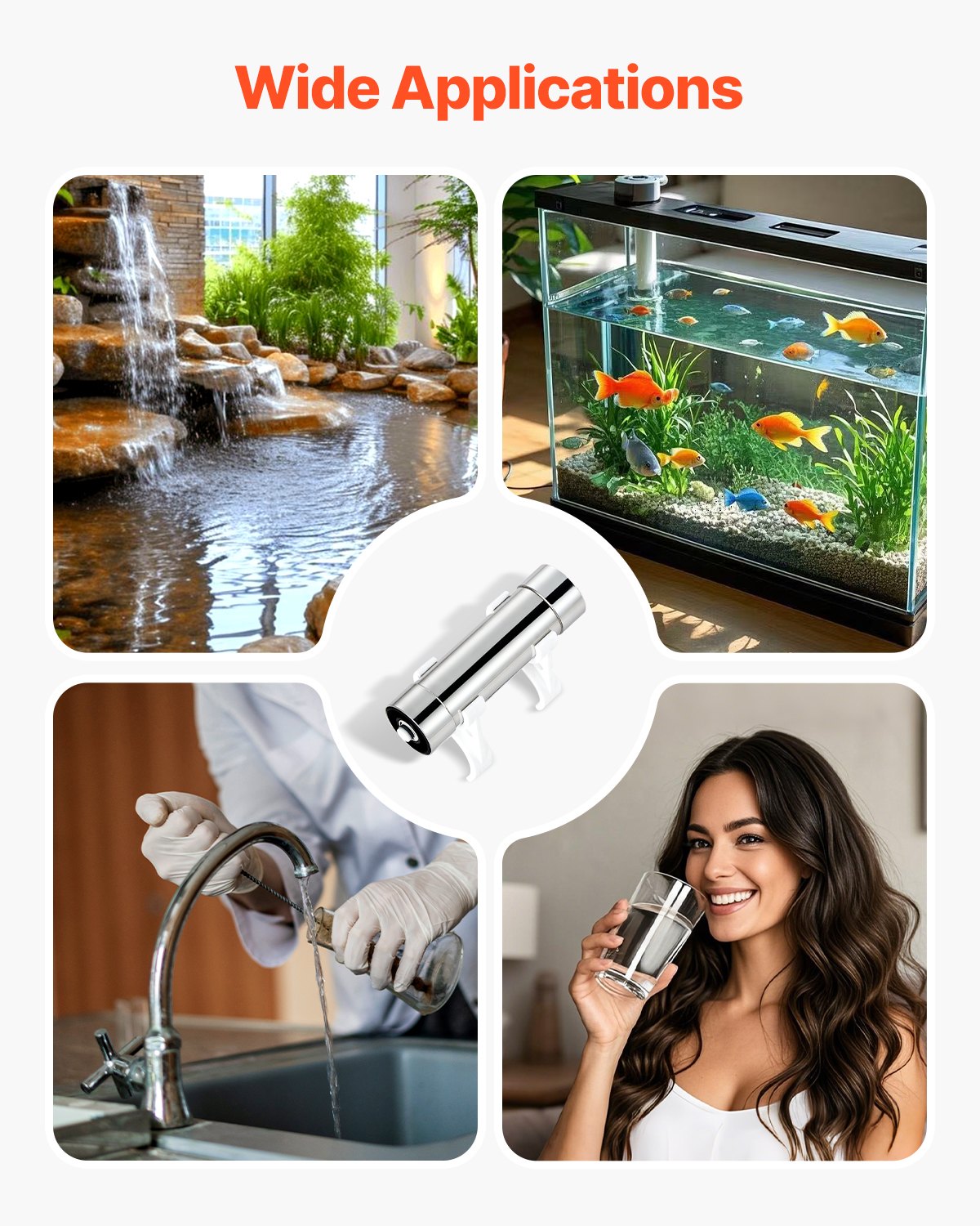 UV-vattenrenare, 8W 1GPM, 220V mångsidigt ultraviolett vattenrenarfilter med hölje i rostfritt stål, UV-vattenfilter för hela huset med kvartshylsa, lämplig för dusch/drickande/rengöring