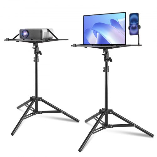 Projektorstativ, Laptopstativ, Stativ, Justerbar Höjd från 74 till 153 cm, Bärbart Projektorstativ med Fack och Svanhals, Telefonhållare, För Utomhusfilmer, Hem, Kontor, Scen eller Studio