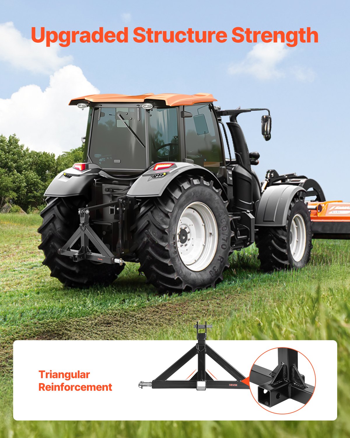 3-punktsfäste med 5 cm fäste, 3-punkts snabbfäste, kapacitet 1,460 kg, dragstångsadapter för kraftig traktor, kompatibel med Kubota, Mahindra, John Deere, Massey Ferguson