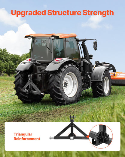 3-punktsfäste med 5 cm fäste, 3-punkts snabbfäste, kapacitet 1,460 kg, dragstångsadapter för kraftig traktor, kompatibel med Kubota, Mahindra, John Deere, Massey Ferguson